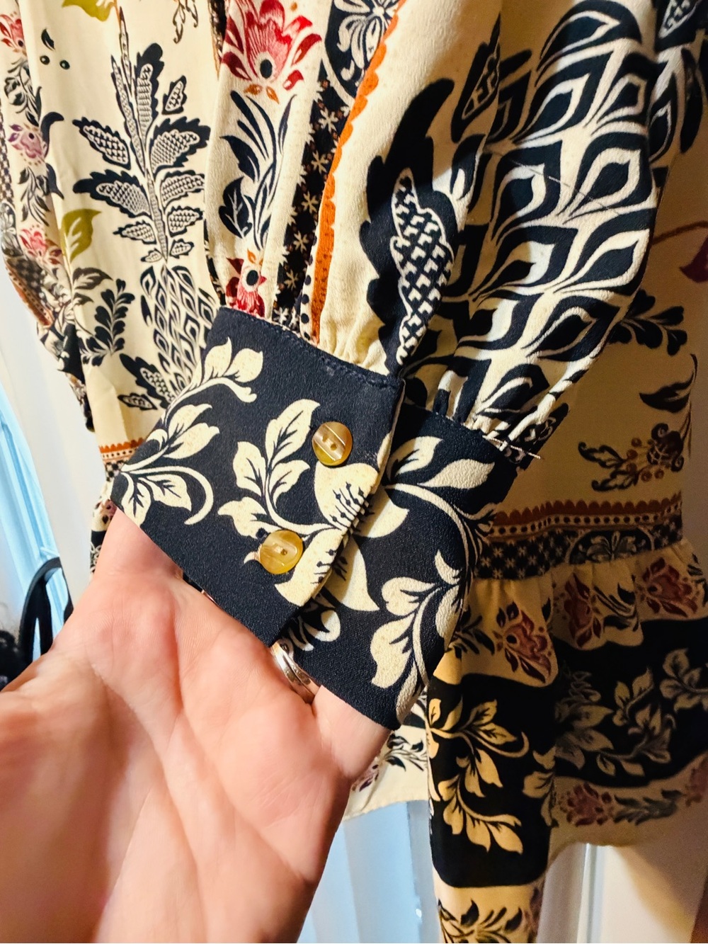 Joie Boho Floral Pineapple Print Ruffle Hem Dress - Size Large - Picture 10 of 12